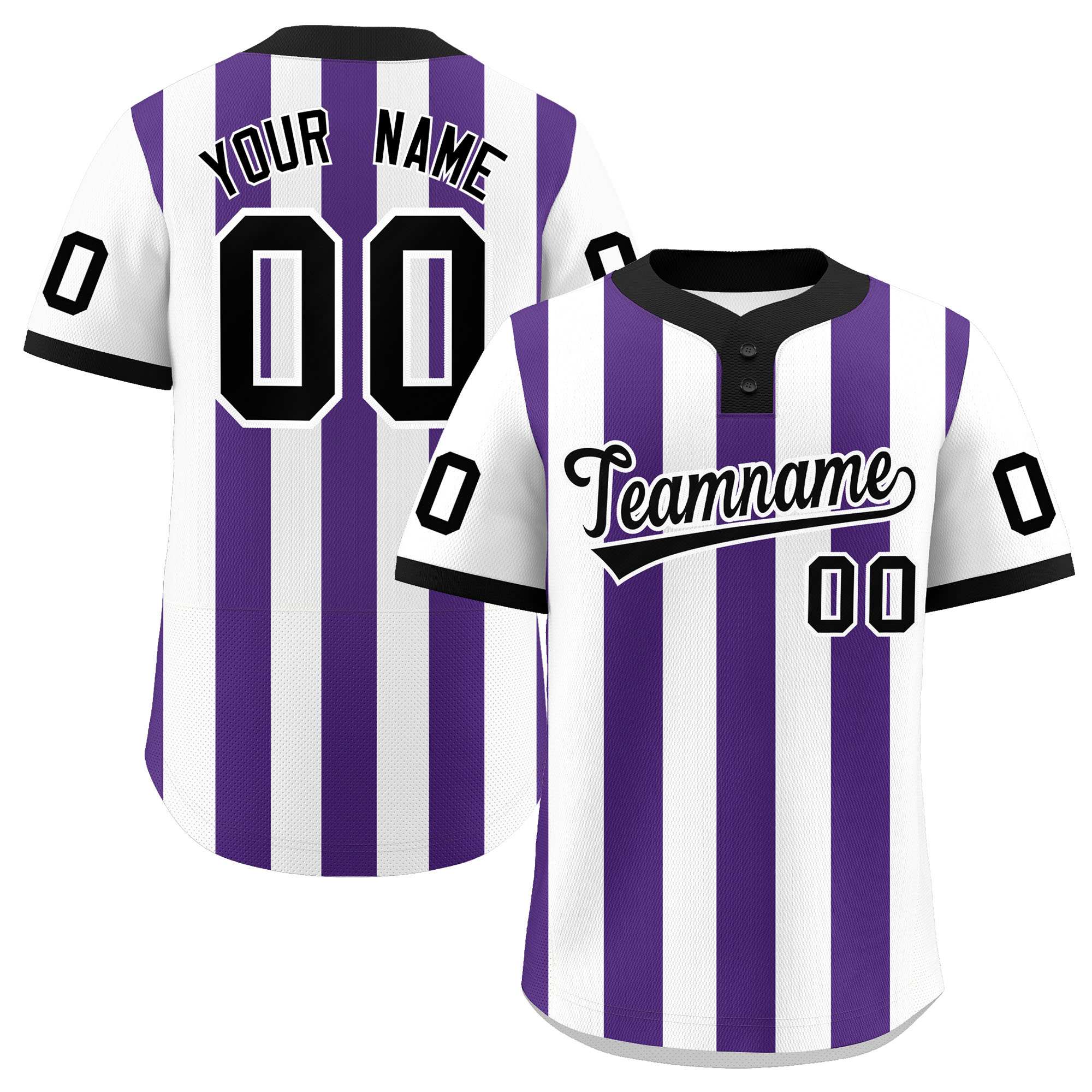 Custom White Purple Stripe Fashion Authentic Two-Button Baseball Jersey