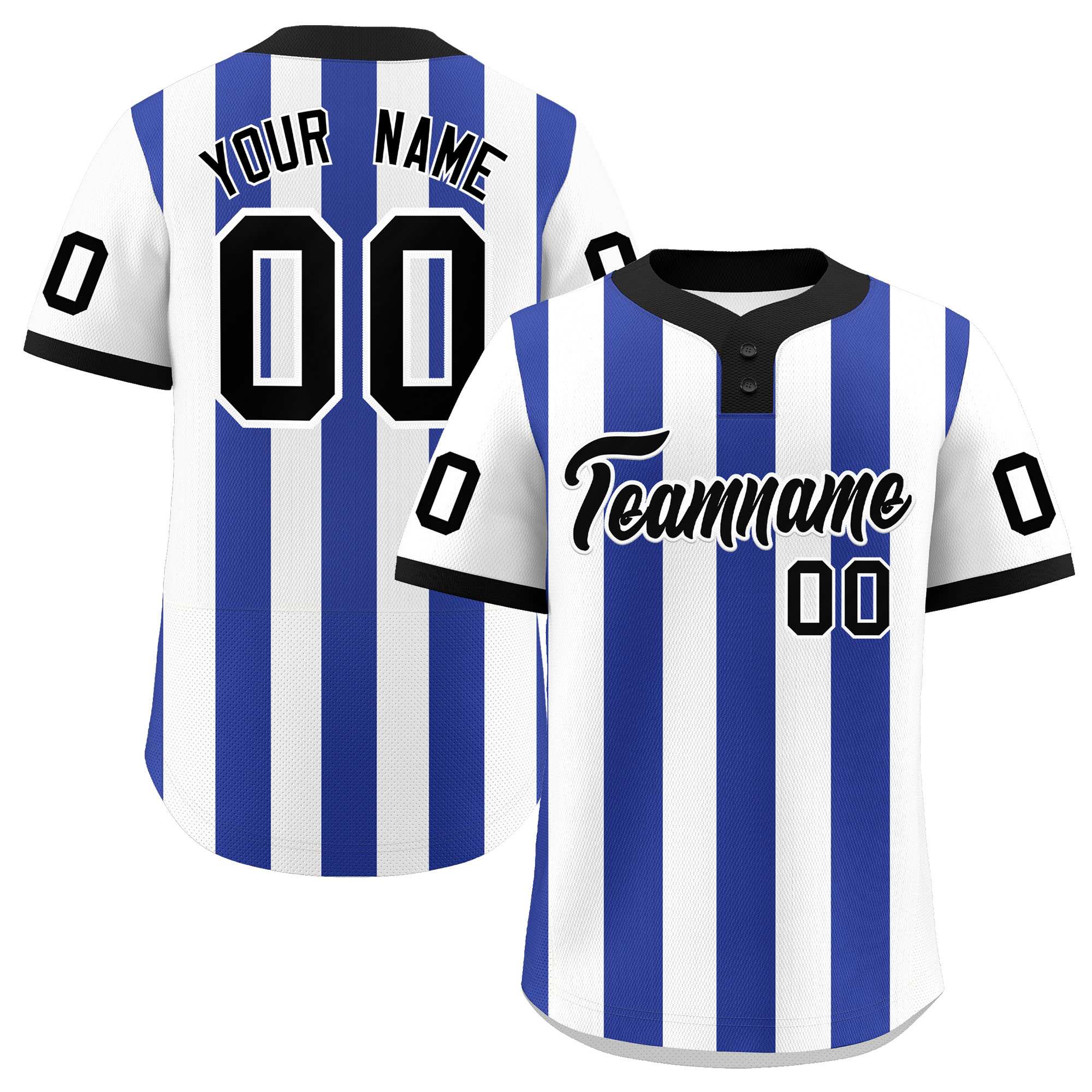 Custom White Royal Stripe Fashion Authentic Two-Button Baseball Jersey