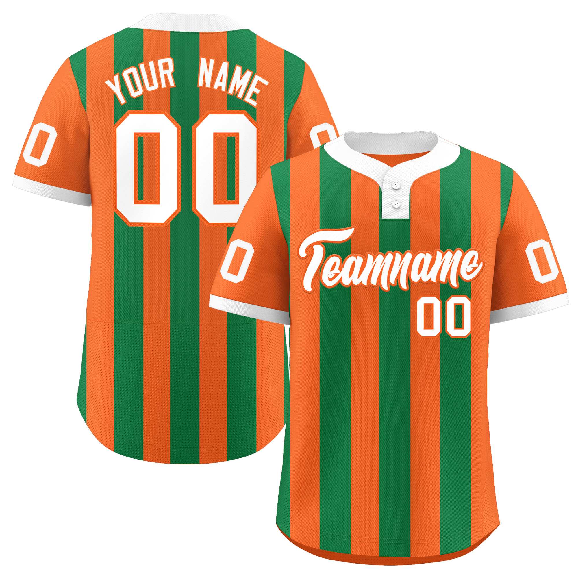 Custom Orange Kelly Green Stripe Fashion Authentic Two-Button Baseball Jersey