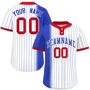 Custom Royal White-Red Gradient Stripe Fashion Authentic Two-Button Baseball Jersey