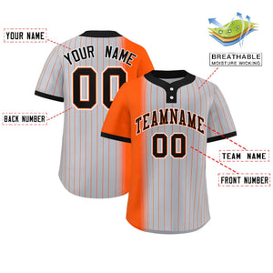 Custom Orange Gray-Black Gradient Stripe Fashion Authentic Two-Button Baseball Jersey