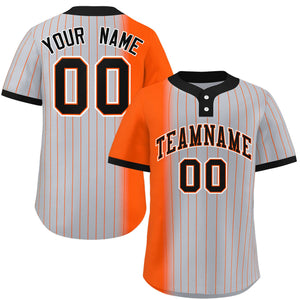 Custom Orange Gray-Black Gradient Stripe Fashion Authentic Two-Button Baseball Jersey