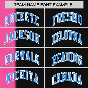 Custom Pink Black-Powder Blue Gradient Stripe Fashion Authentic Two-Button Baseball Jersey