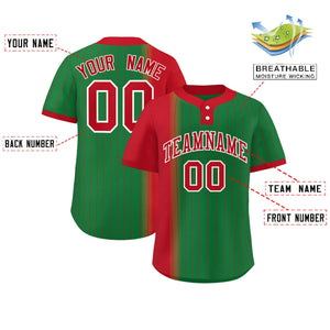 Custom Red Kelly Green Gradient Stripe Fashion Authentic Two-Button Baseball Jersey