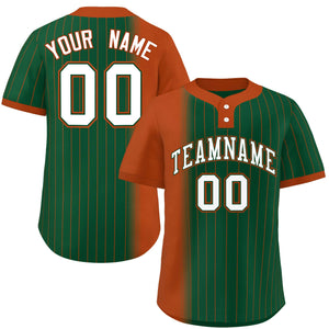 Custom Texas Orange Green Gradient Stripe Fashion Authentic Two-Button Baseball Jersey