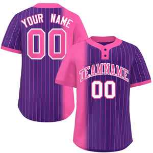 Custom Pink Purple Gradient Stripe Fashion Authentic Two-Button Baseball Jersey