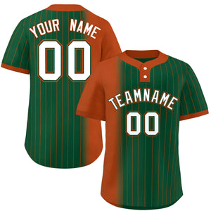 Custom Texas Orange Green Gradient Stripe Fashion Authentic Two-Button Baseball Jersey