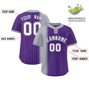 Custom Gray Purple Gradient Stripe Fashion Authentic Two-Button Baseball Jersey