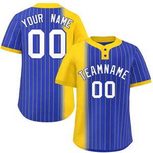 Custom Gold Royal Gradient Stripe Fashion Authentic Two-Button Baseball Jersey