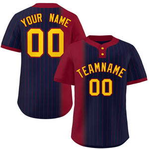 Custom Crimson Navy Gradient Stripe Fashion Authentic Two-Button Baseball Jersey