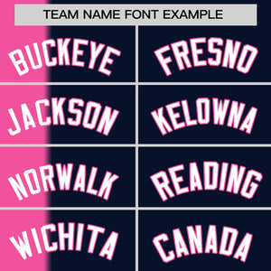 Custom Pink Navy Gradient Stripe Fashion Authentic Two-Button Baseball Jersey