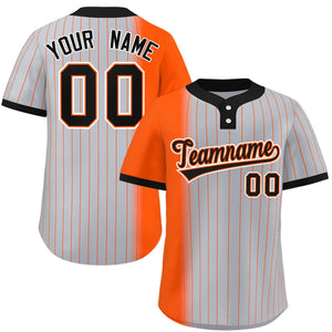 Custom Orange Gray-Black Gradient Stripe Fashion Authentic Two-Button Baseball Jersey