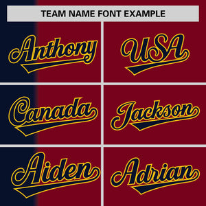 Custom Navy Crimson Gradient Stripe Fashion Authentic Two-Button Baseball Jersey