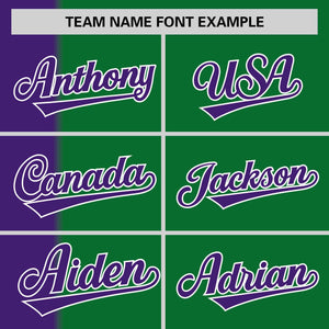 Custom Purple Kelly Green Gradient Stripe Fashion Authentic Two-Button Baseball Jersey