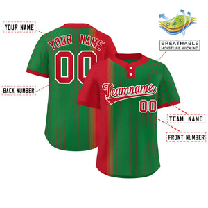 Custom Red Kelly Green Gradient Stripe Fashion Authentic Two-Button Baseball Jersey