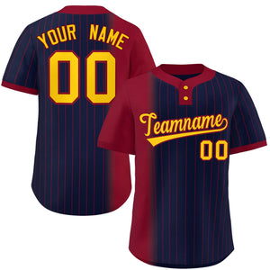 Custom Crimson Navy Gradient Stripe Fashion Authentic Two-Button Baseball Jersey