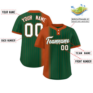 Custom Texas Orange Green Gradient Stripe Fashion Authentic Two-Button Baseball Jersey