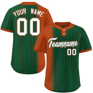 Custom Texas Orange Green Gradient Stripe Fashion Authentic Two-Button Baseball Jersey