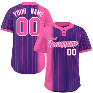 Custom Pink Purple Gradient Stripe Fashion Authentic Two-Button Baseball Jersey