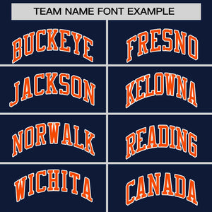 Custom Navy Orange-White Stripe Fashion Raglan Sleeves Authentic Two-Button Baseball Jersey