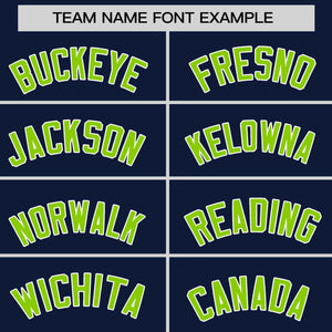 Custom Navy Neon Green-White Stripe Fashion Raglan Sleeves Authentic Two-Button Baseball Jersey