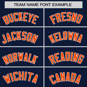 Custom Navy Orange-White Stripe Fashion Raglan Sleeves Authentic Two-Button Baseball Jersey