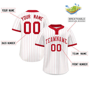 Custom White Red Stripe Fashion Authentic Two-Button Baseball Jersey