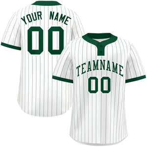 Custom White Green Stripe Fashion Authentic Two-Button Baseball Jersey