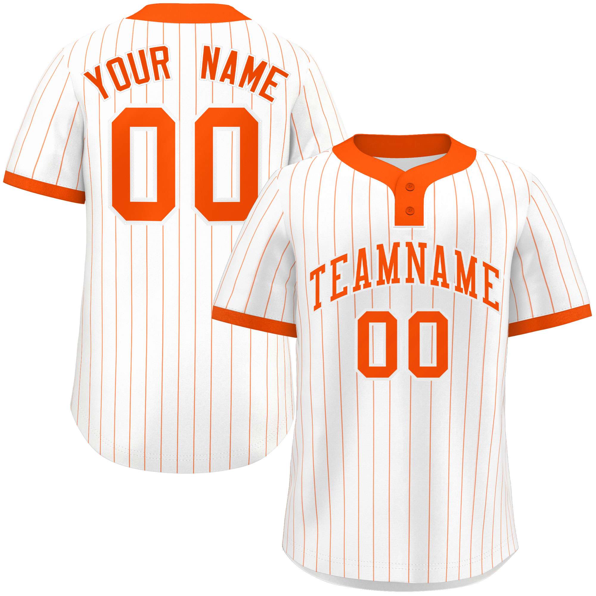 Custom White Orange Stripe Fashion Authentic Two-Button Baseball Jersey