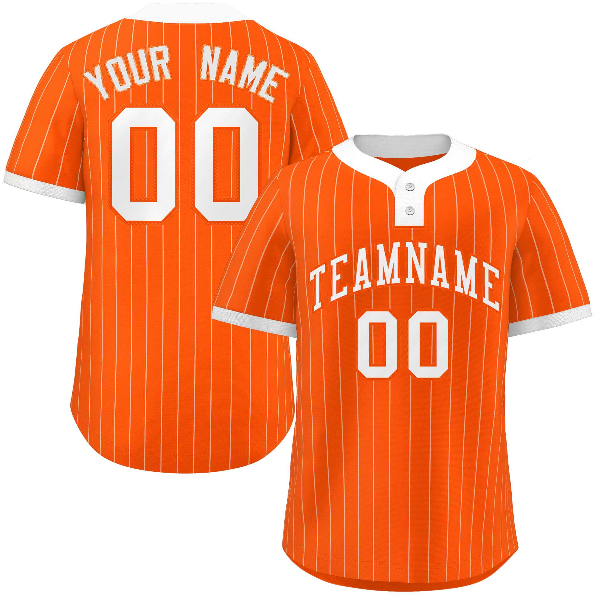 Custom Orange White Stripe Fashion Authentic Two-Button Baseball Jersey