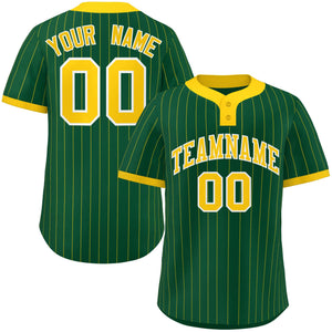 Custom Gold Gold Stripe Fashion Authentic Two-Button Baseball Jersey