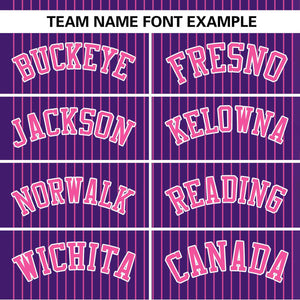 Custom Purple Pink Stripe Fashion Authentic Two-Button Baseball Jersey