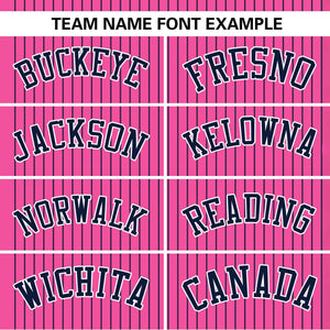 Custom Pink Navy Stripe Fashion Authentic Two-Button Baseball Jersey