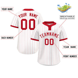 Custom White Red Stripe Fashion Authentic Two-Button Baseball Jersey