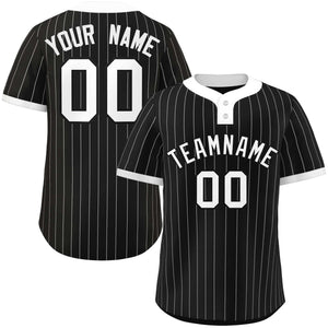 Custom Black White Stripe Fashion Authentic Two-Button Baseball Jersey