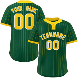 Custom Gold Gold Stripe Fashion Authentic Two-Button Baseball Jersey