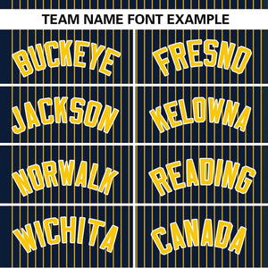 Custom Navy Gold Stripe Fashion Authentic Two-Button Baseball Jersey