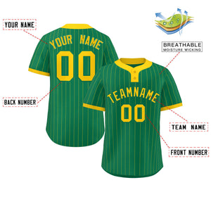 Custom Kelly Green Gold Stripe Fashion Authentic Two-Button Baseball Jersey