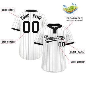 Custom White Black Stripe Fashion Authentic Two-Button Baseball Jersey