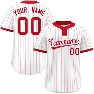 Custom White Red Stripe Fashion Authentic Two-Button Baseball Jersey