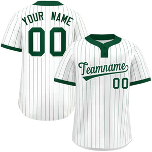 Custom White Green Stripe Fashion Authentic Two-Button Baseball Jersey