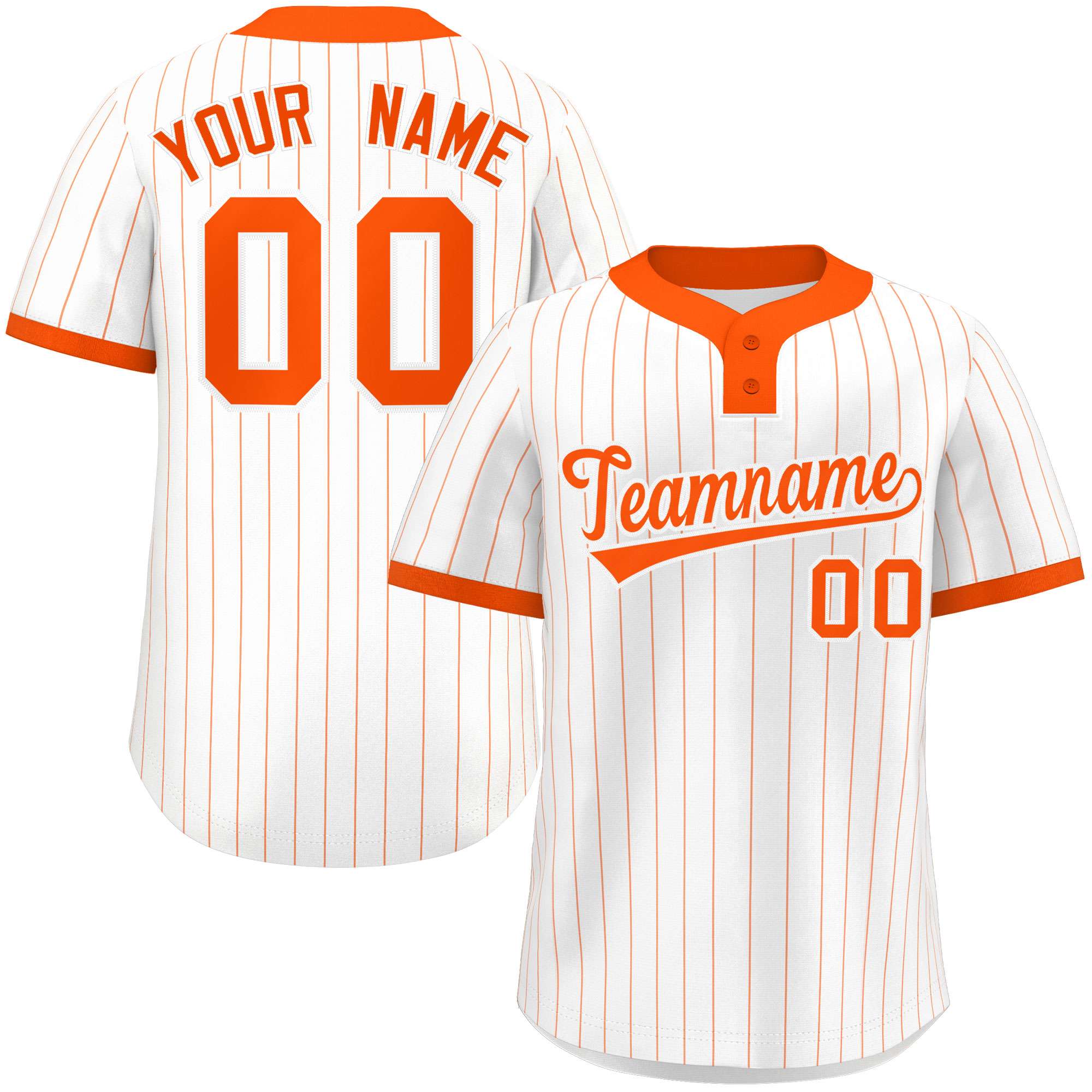 Custom White Orange Stripe Fashion Authentic Two-Button Baseball Jersey