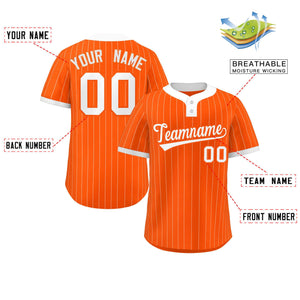 Custom Orange White Stripe Fashion Authentic Two-Button Baseball Jersey