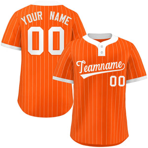 Custom Orange White Stripe Fashion Authentic Two-Button Baseball Jersey