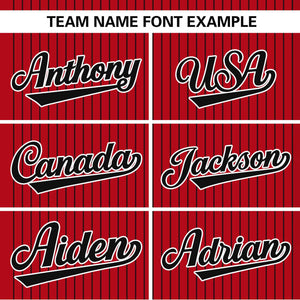 Custom Red Black Stripe Fashion Authentic Two-Button Baseball Jersey