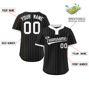 Custom Black White Stripe Fashion Authentic Two-Button Baseball Jersey