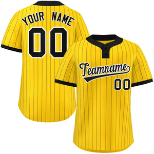 Custom Gold Black Stripe Fashion Authentic Two-Button Baseball Jersey