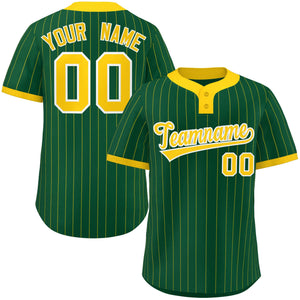 Custom Gold Gold Stripe Fashion Authentic Two-Button Baseball Jersey