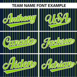 Custom Navy Neon Green Stripe Fashion Authentic Two-Button Baseball Jersey