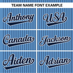 Custom Light Blue Navy Stripe Fashion Authentic Two-Button Baseball Jersey